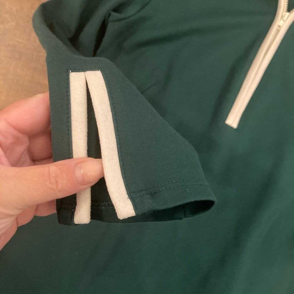 Jude Connally Forest Green Long Sleeve Zip-Front Dress with White Trim - Picture 5 of 11